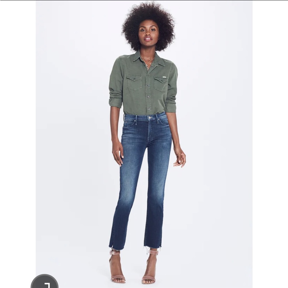 Mother Denim Rascal Ankle Snippet Fray Straight Leg Jeans